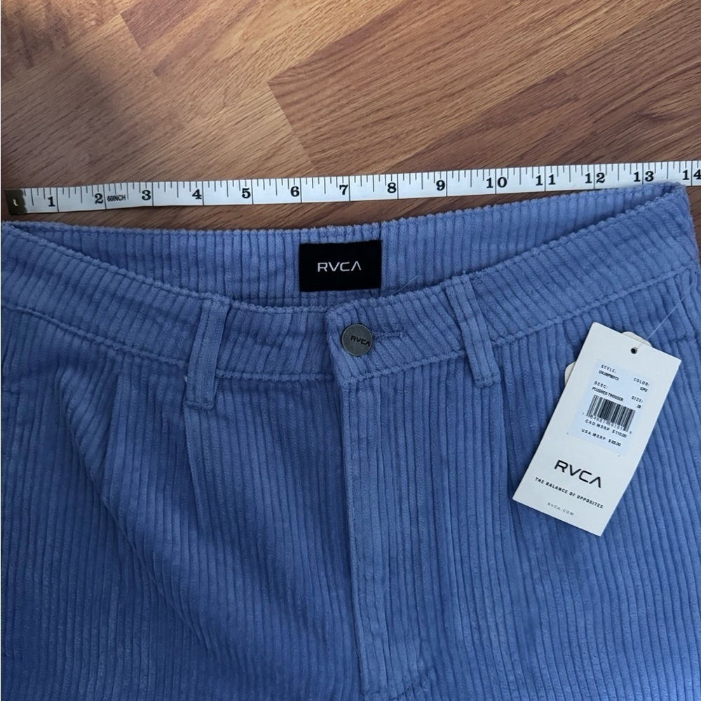 RVCA Women's Corduroy Pants Size 28 blue Pleated Straight Leg‎ - Picture 10 of 10